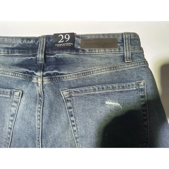 Treasure & Bond foster Boyfriend Denim Shorts Button Up Destroyed Frayed Hem 29 - Picture 4 of 5